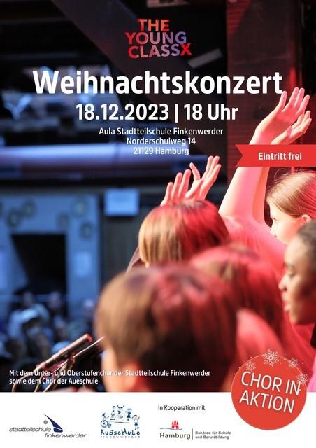 Plakat: Weihnachtskonzert am 18.12.2023 um 18 Uhr.