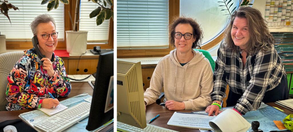 Die Mitarbeiterinnen des Schulbüros an ihren Arbeitsplätzen.